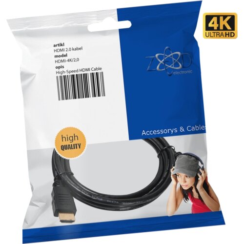 Zed Electronic HDMI 2.0 kabl, 4K, dužina 2,0 met. - HDMI-4K/2,0 Slike