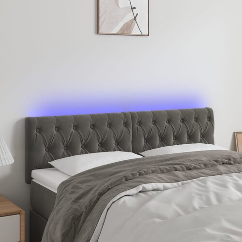 vidaXL LED posteljno vzglavje temno sivo 160x7x78/88 cm žamet Cene