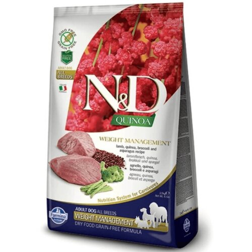 N&D Quinoa Dog Adult Medium/Maxi Weight Management jagnje, brokoli in &scaron;parglji 7 Cene