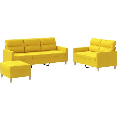VidaXL 3-dijelni set sofa s jastucima svjetložuti od tkanine Slike