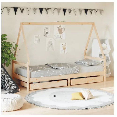 vidaXL Otroški posteljni okvir s predali 80x200 cm trdna bor