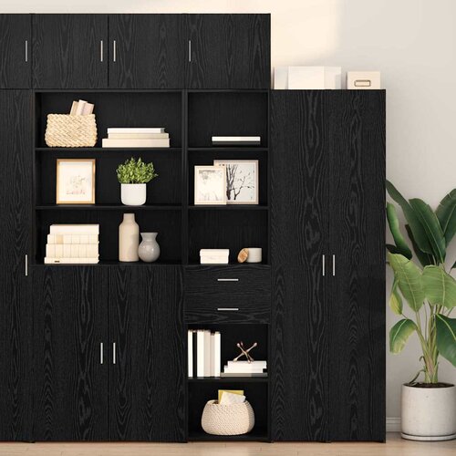 vidaXL Highboard Crni hrast 45 x 42,5 x 185 cm Konstruirano drvo Cijene