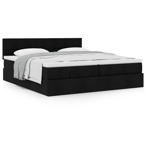 VidaXL Otomanski posteljni okvir z vzmetnicami črn 180x200 cm blago Slike