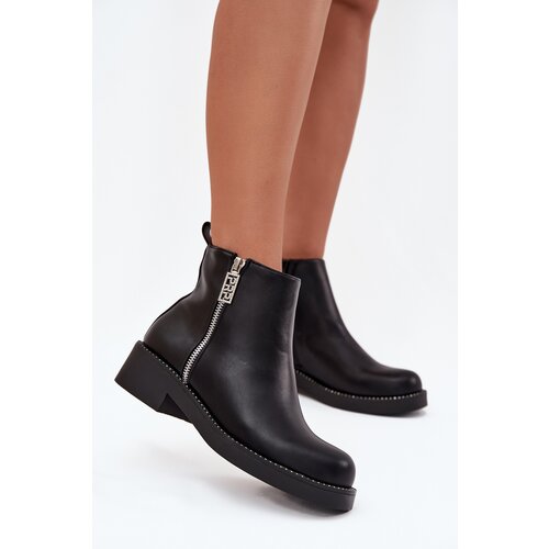 Boto Warm Low Women&amp;#039;s Boots With Zircons Black Vionna Slike