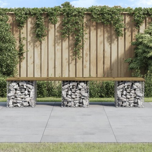 VidaXL Vrtna klop gabion 203x31x42 cm impregnirana borovina Slike