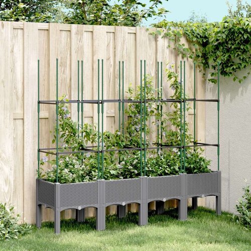  Vrtna sadilica s re&amp;scaron;etkom svjetlosiva 160 x 40 x 142 5 cm PP Slike
