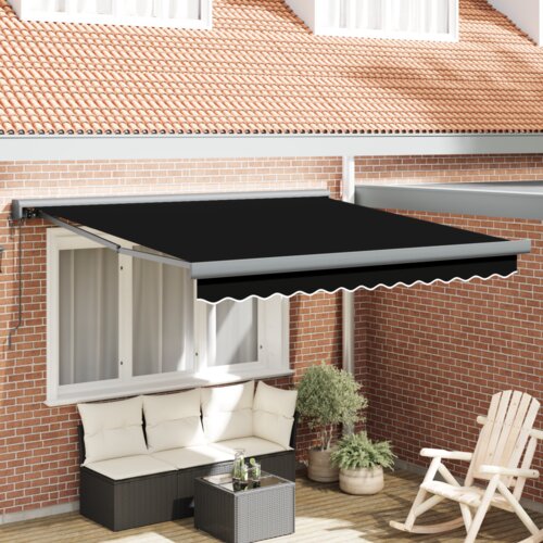 VidaXL Automatska uvlačna tenda Crna 350x250 cm, Tenda za zamjenu platna za okvir 3,5x2,5 m Crna Slike