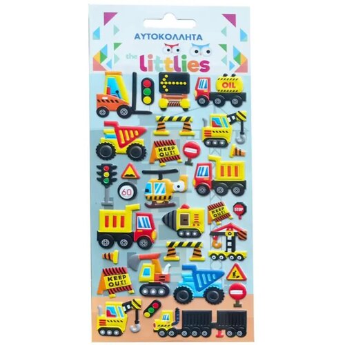 Luna The Littlies: Set 3D naljepnica s radnim strojevima na listu 10x22 cm Slike