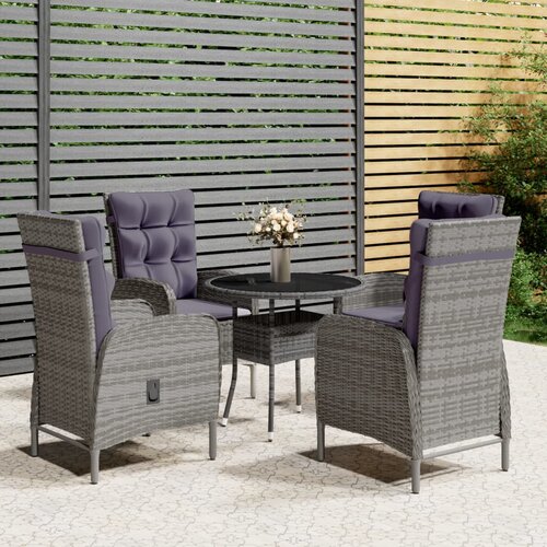 VidaXL 5-dijelni vrtni bistro set od poliratana sivi Slike