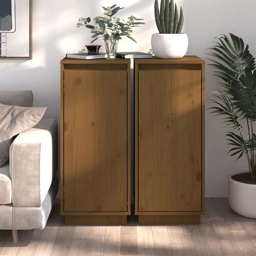  Komoda 2 kosa medeno rjava 31,5x34x75 cm trdna borovina, (20654216) Slike