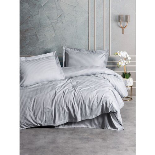  stripe grey grey satin single xxl quilt cover set (de) Cene