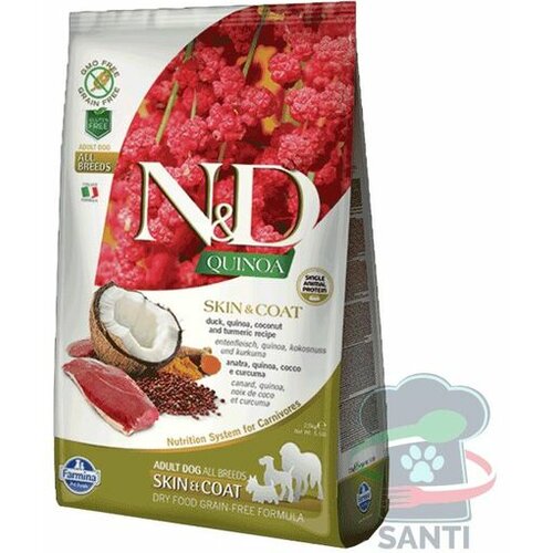 N&d Quinoa Skin & Coat, Kinoa & Pačetina - 2.5 kg Slike