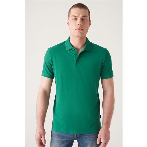 Avva Men's Green 100% Egyptian Cotton Standard Fit Normal Cut 3 Button Polo Neck T-shirt Slike