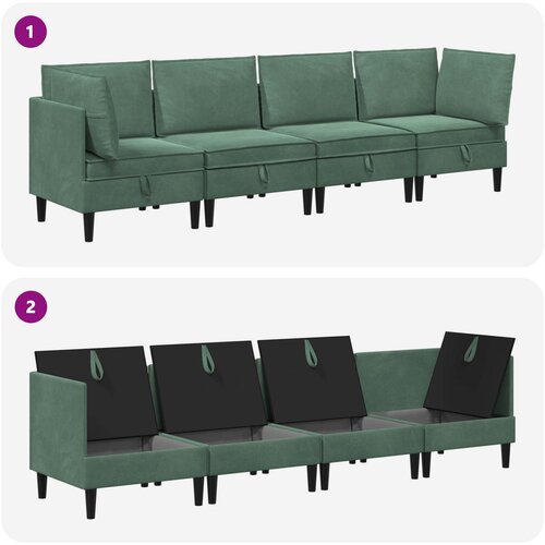  Set namje&amp;scaron;taja za dnevni boravak 4 pcs Morska zelena Bar&amp;scaron;un Slike