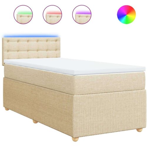 VidaXL Krevet s oprugama i madracem krem 90 x 200 cm od tkanine Slike