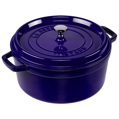 Staub Round Cocotte, 26cm cast iron, dark blue Slike