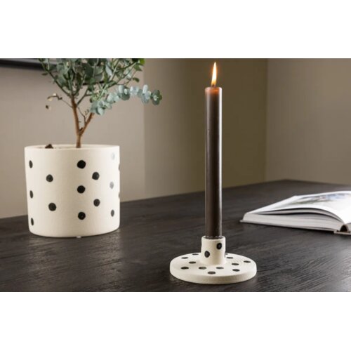 Venture Home svijećnjak Bette ⌀12 cm, bijela s crnim točkicama Cene