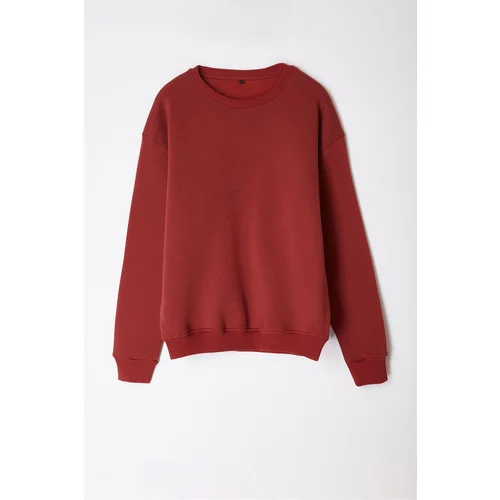 Trendyol Tile Oversize/Wide Cut Cotton Basic Thick Sweatshirt with Fleece Inside