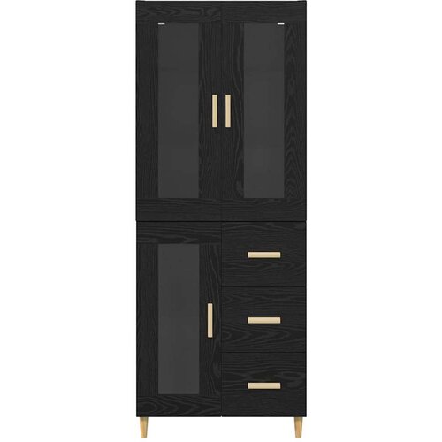 VidaXL Highboard Zidne s ladicama 2 pcs Crni hrast Konstruirano drvo Slike