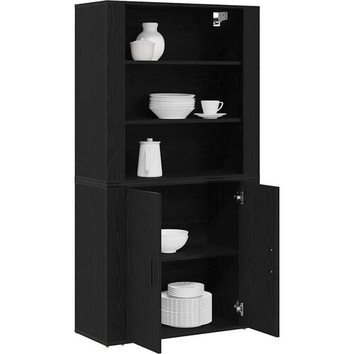  Highboard Crni hrast 80 x 33 x 150 cm Konstruirano drvo Slike
