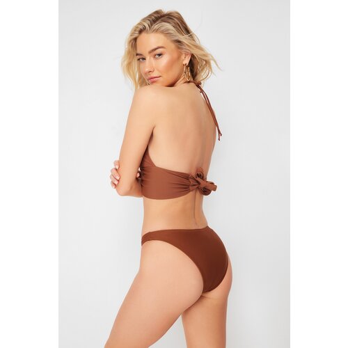 Trendyol Brown Triangle Accessory Bikini Top Slike