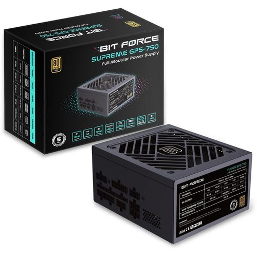 BIT FORCE napajanje 750W 80+ GOLD SUPREME GPS-750, modularno, ATX 3.1, PCI-E 5.1, FDB Cijene