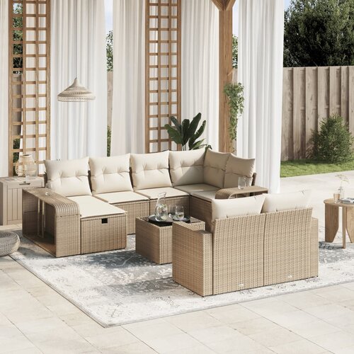 vidaXL 11-dijelni set vrtnih sofa od poliratana s jastucima bež Cijene