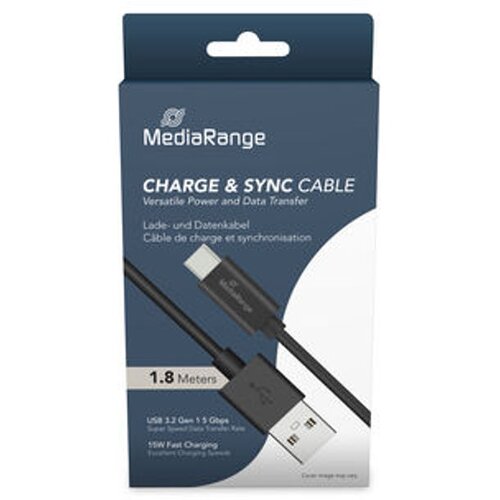 Mediarange kabel USB-A na USB-C za punjenje i sinkronizaciju, USB 3.2 Gen 1x1 na USB Type-C®, 1.8m, MRCS182 Cene