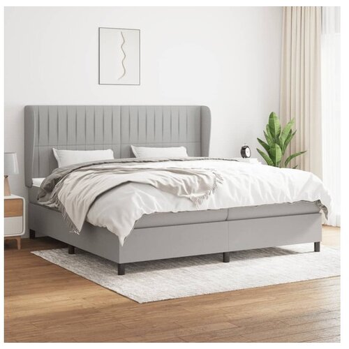  Box spring postelja z vzmetnico svetlo siva 200x200 cm blago Cene