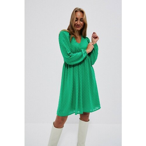 Moodo Dress with puffed sleeves - green Slike
