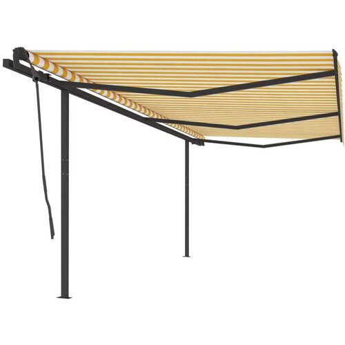  Ročno zložljiva tenda s stebrički 6x3,5 m rumena in bela, (20760187) Cene