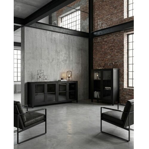 Marckeric Crna vitrina od masivnog bora 186x80x40 cm Alessandra &amp;ndash; Slike