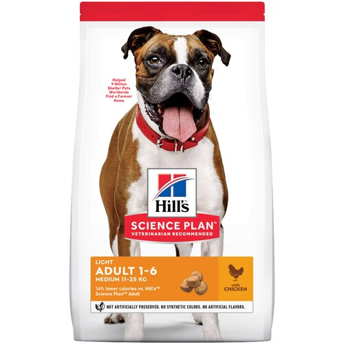 Hill&amp;rsquo;s Science Plan Adult 1-6 Light Medium s piletinom - 14 kg Slike