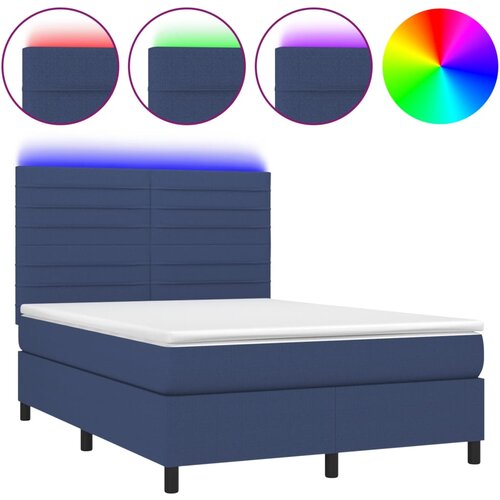 Maison Chic Box spring postelja - Vzmetna postelja z vzmetnico LED modra 140x190 cm blago SL3230, (21904471) Cene
