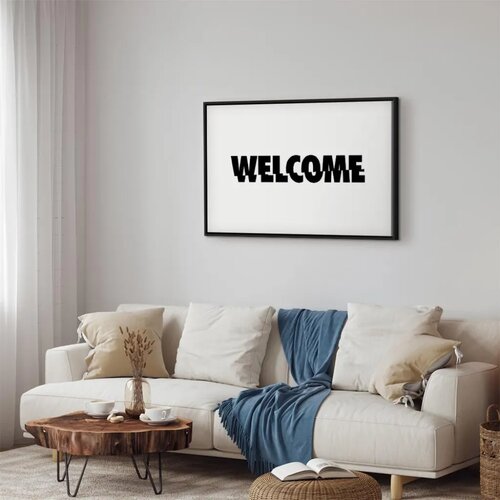  Slika - Welcome (1 Part) Wide 120x80 U crnom drvenom okviru Cene