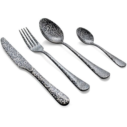 Evviva 24-delni jedilni pribor Arabesque, črn, inox, pvd Slike