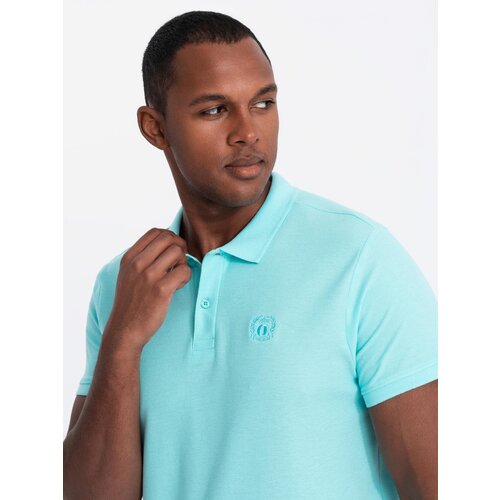 Ombre Men's BASIC single color pique knit polo shirt - mint Cene