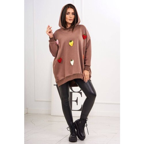 Kesi Insulated sweatshirt with mocha motif of strawberries Slike