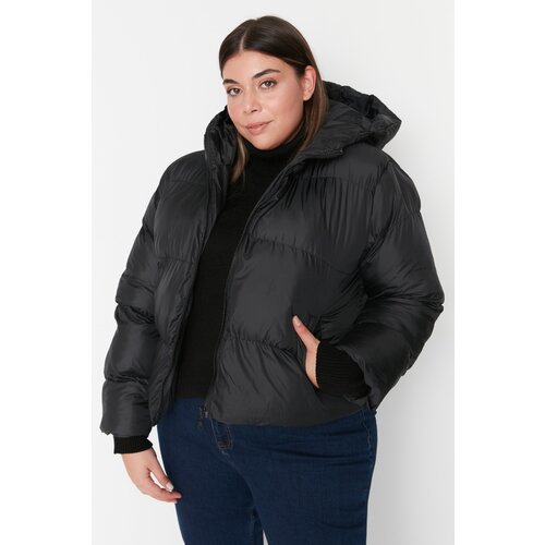 Trendyol Curve Black Hooded Inflatable Coat Slike