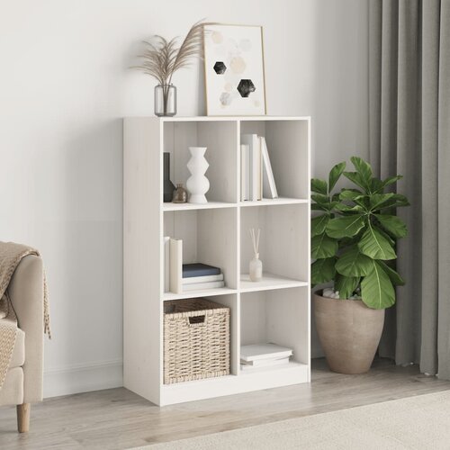 VidaXL Regal za knjige bijeli 70 x 33 x 110 cm od masivne borovine Slike
