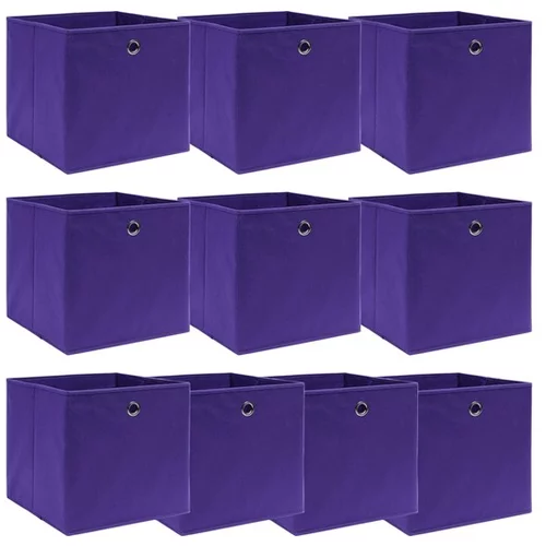  Škatle za shranjevanje 10 kosov vijolične 32x32x32 cm blago