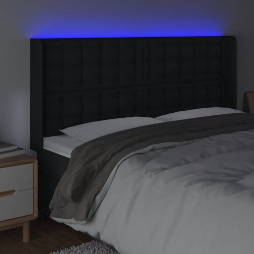  LED uzglavlje crno 163 x 16 x 118/128 cm od umjetna koža Slike