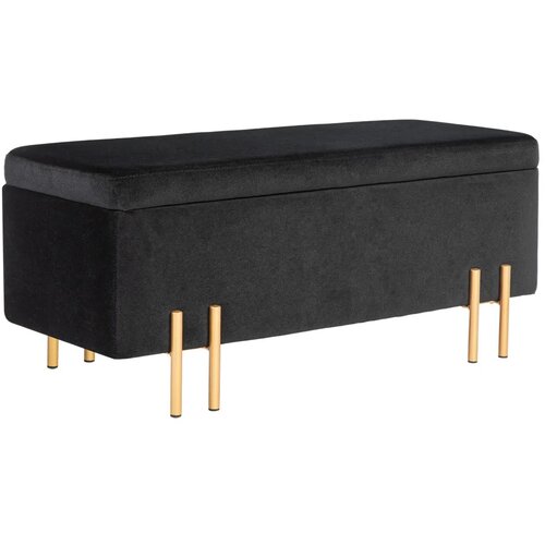  Klupa tapecirana klupa s prostorom za pohranu metal kaučukovo drvo pjena 100 x 40 x 42 cm crna Slike