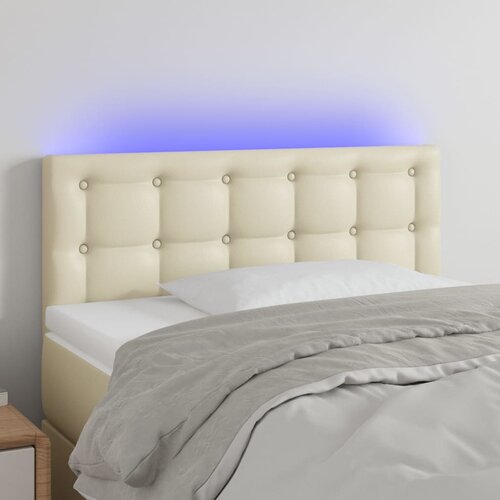  LED uzglavlje krem 100 x 5 x 78/88 cm od umjetne kože Cene