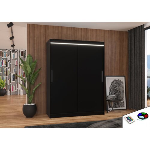 ADRK Klizni ormar DENVER 150 s LED rasvjetom - CRNA Cene