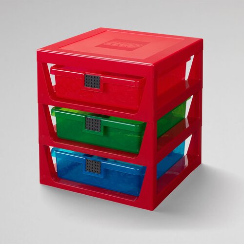 Lego polica sa 3 fioke i podlogom za gradnju – crvena Cene