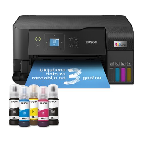 Printer EPSON EcoTank L3560 print/scan/copy/fax Rez.4.800 x 1.200 dpi. 33str/min Monokrom.20str/min Colour. ADF.Duplex.USB, LAN.WiFi. tinte br.103 Cijene