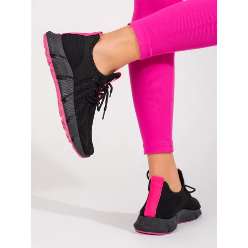 SHELOVET sports shoes black with pink insert