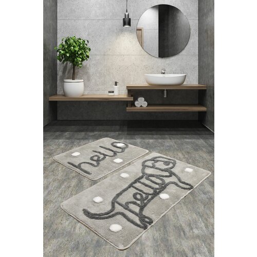 dog - grey grey acrylic bathmat set (2 pieces) Slike