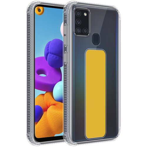 Cadorabo Ohi&scaron;je, združljiv s Samsungom v rumeni - za&scaron;čitni pokrov, narejen iz fleksibilnega silikona TPU z držalom in stojalo funkcijo, (20617476) Cene